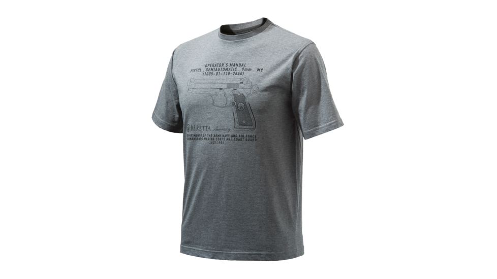 Beretta Anniversary Pistol T-Shirt,Grey Melange,Large TS421T09620915L