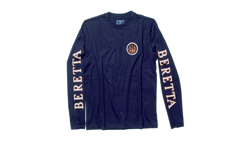 Beretta T-Shirt Double Logo Long Sleeve, Navy, 2XL TS71729458XXL