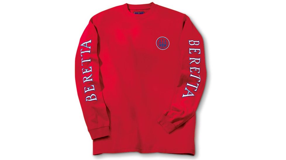 Beretta T-Shirt Double Logo Long Sleeve, Red, Medium TS71729438M