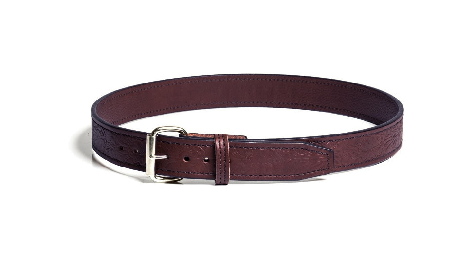 Bigfoot Gun Belts Gun belt, Floral Pattern, 14oz No Core, 28 Inch, Flat Black, DarkBrown, GB-FLOR-14NC-28-DBR-FB