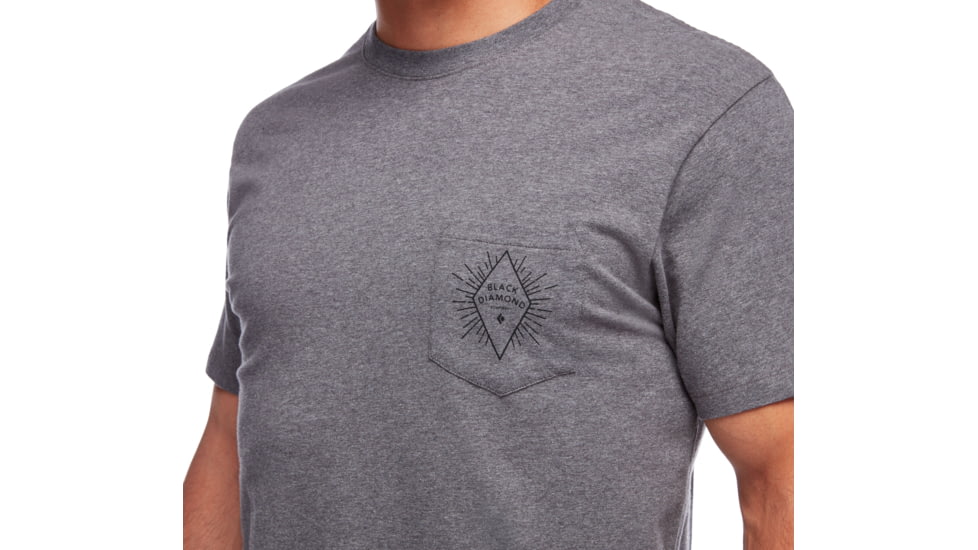 Black Diamond Rays Pocket Tee - Mens, Charcoal Heather, Extra Small, AP7300360036XSM1