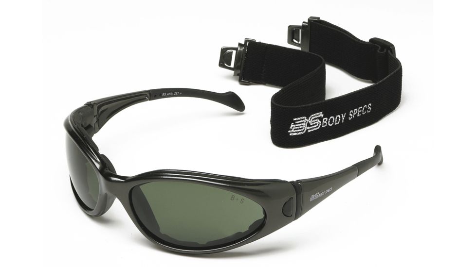 Body Specs BS Cups 2, Metallic Shiny Black Frame / Smoke-Green Lens