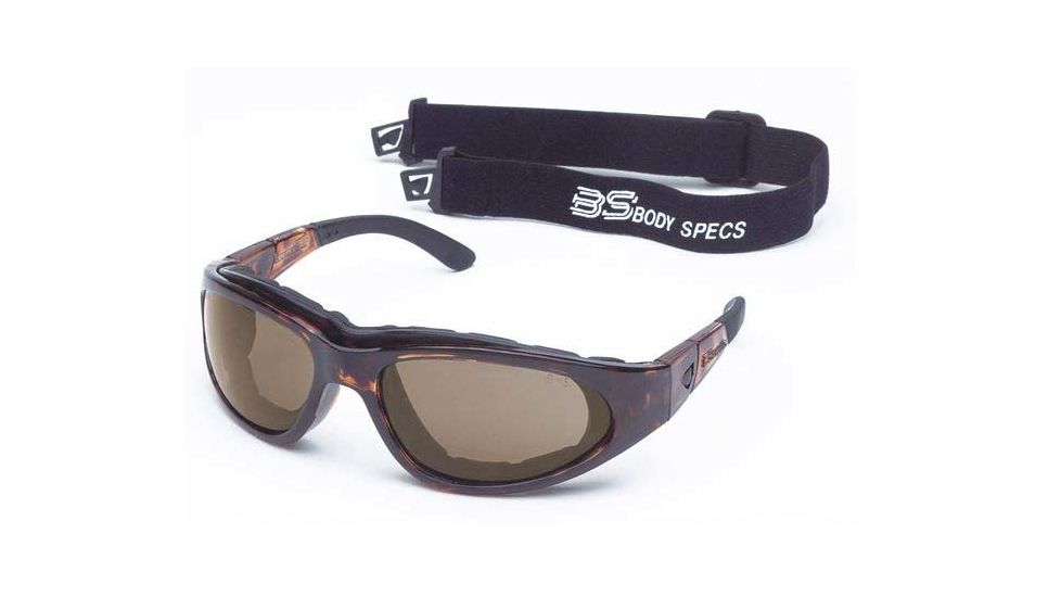 Body Specs BSG-2 Goggles, Demi Frame / Brown Lens, w/ Clear &amp; Light Rust Extra Lens Sets