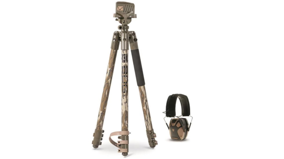BOG Deathgrip Tripod w/E-Max Pro Muffs, Mossy Oak Bottomland, FDE, 1409158