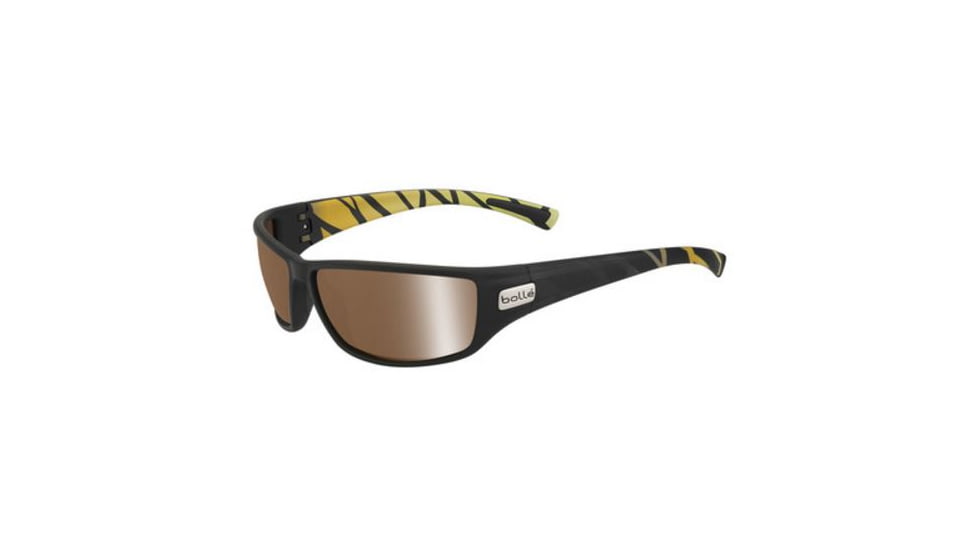 Bolle Python Sunglasses, Matte Black/Zebra Frame, Inland Gold Oleo AR Lens, Polarized, 11994