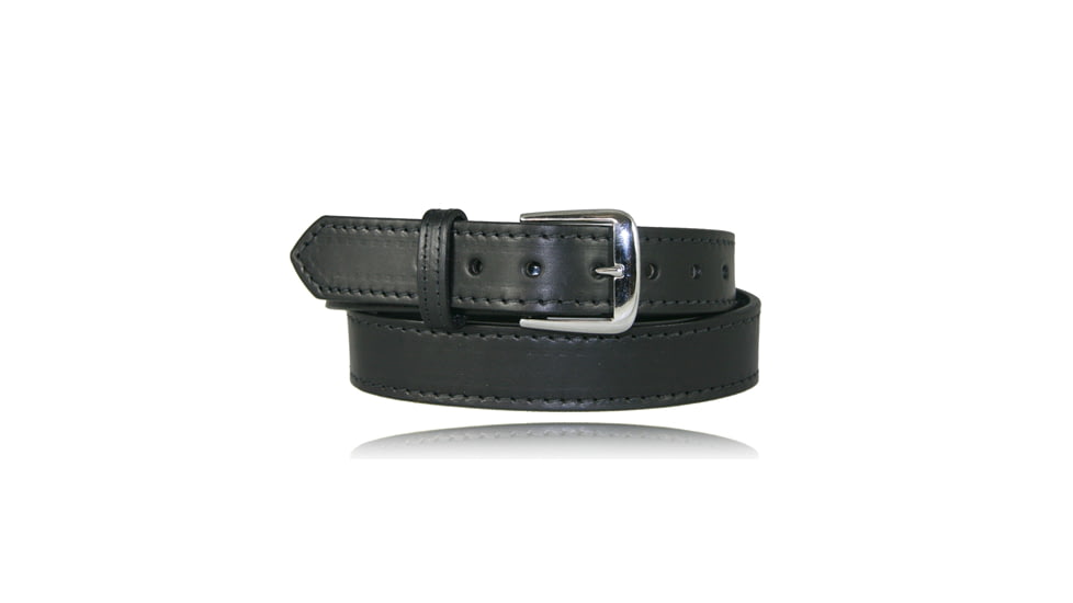 Boston Leather 1 1/2 Lined Off Duty Belts - Mens, Nickel, Nickel Buckle, Basket Weave, Black, 42 in, 6582ST-3-42