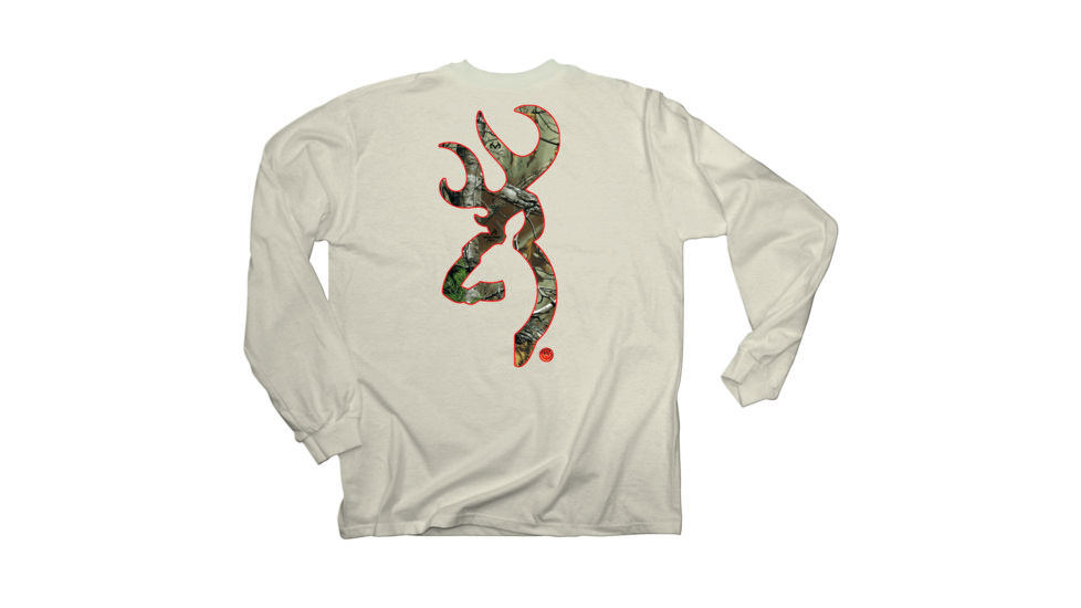 Browning Mens Rt Xtra Buckmark L,S Tee, Natural, Small BRD010005.003239.S