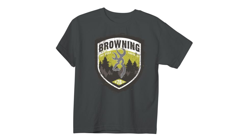 Youth Graphic Grunge Shield Short Sleeve T-Shirt, Charcoal