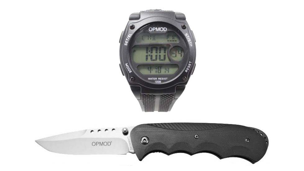 OPMOD Tactical Everyday Watch, Black w/ Browning OPMOD Folder Knife, Drop Point Blade CS007A-KIT1