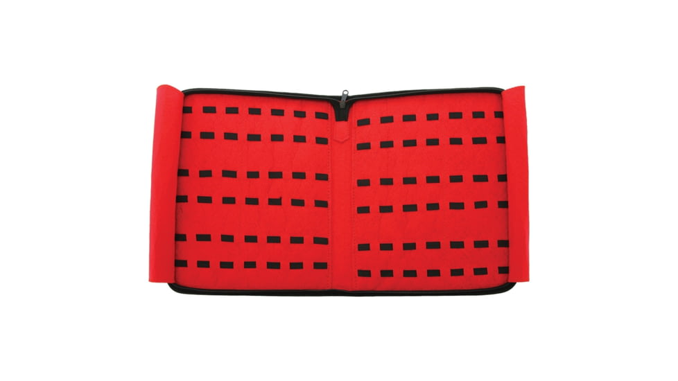 Carry All Knife Pack, 13in X 10.5in X 1in, Holds 42 Folding Knife, Red Felt Interior, Black Synthetic Exterior With Carry Handle, Zipper Closure, Black, PO244 / AC196