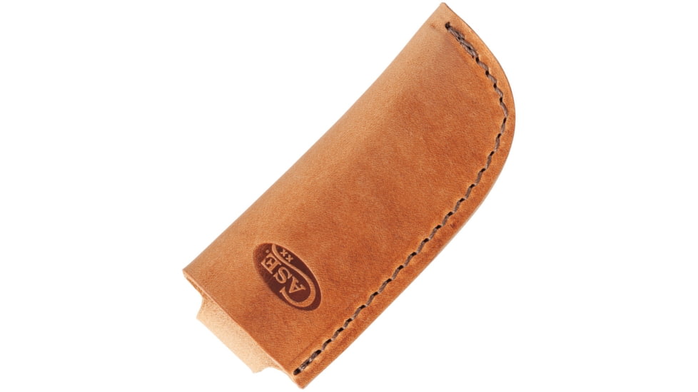 Case Large Leather Sheath, Fits 4in Overall Folding Knife, Leather Construction, Brown, Brown, 50289