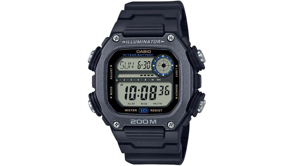 Casio Outdoor Digital Watch w/200 Meter WR, World Time, 10-Year Battery and Resin Strap - Mens, Black, One Size, DW-291HX-1AV