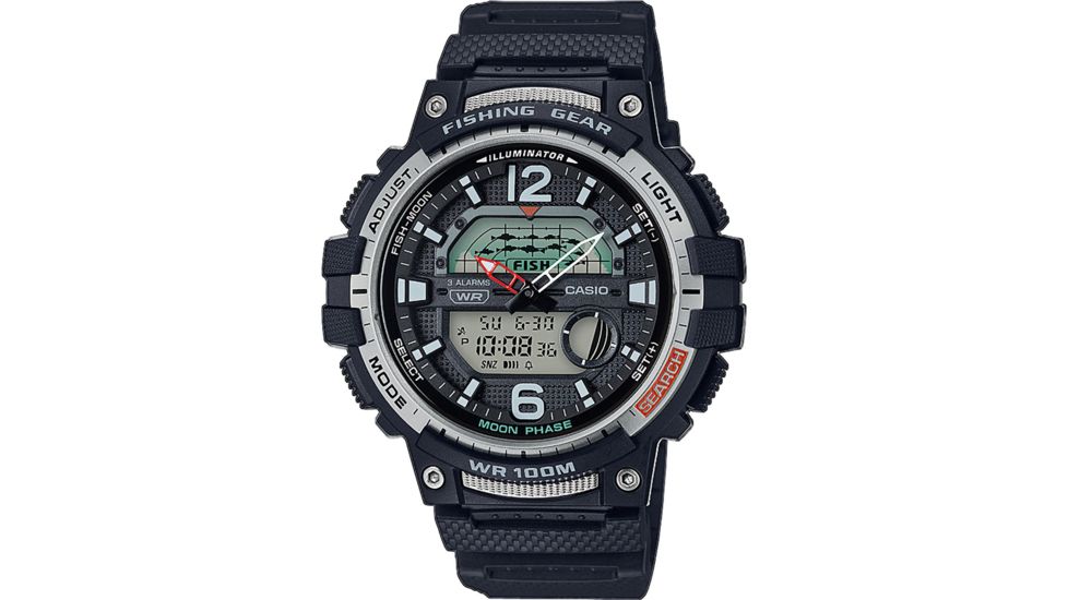 Casio Outdoor Mens Analog/Digital RSN Fishing Gear Watch, Black, WSC1250H-1AV