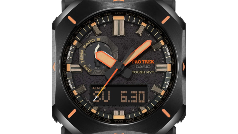 Casio Outdoor Pro Trek Solar Powered Triple Sensor Word Time Watches w/Biomas Plastic Case and Strap - Mens, Brown, One Size, PRW-6900YL-5