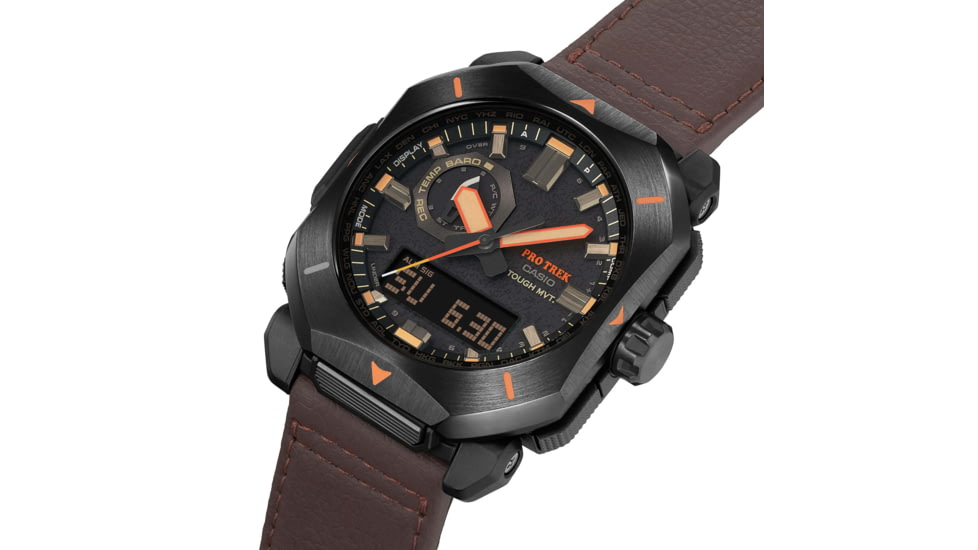 Casio Outdoor Pro Trek Solar Powered Triple Sensor Word Time Watches w/Biomas Plastic Case and Strap - Mens, Brown, One Size, PRW-6900YL-5