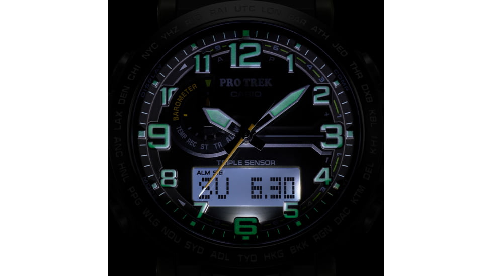 Casio PRO TREK Tough Solar Triple Sensor Watch - Mens, Green, PRG601YB-3