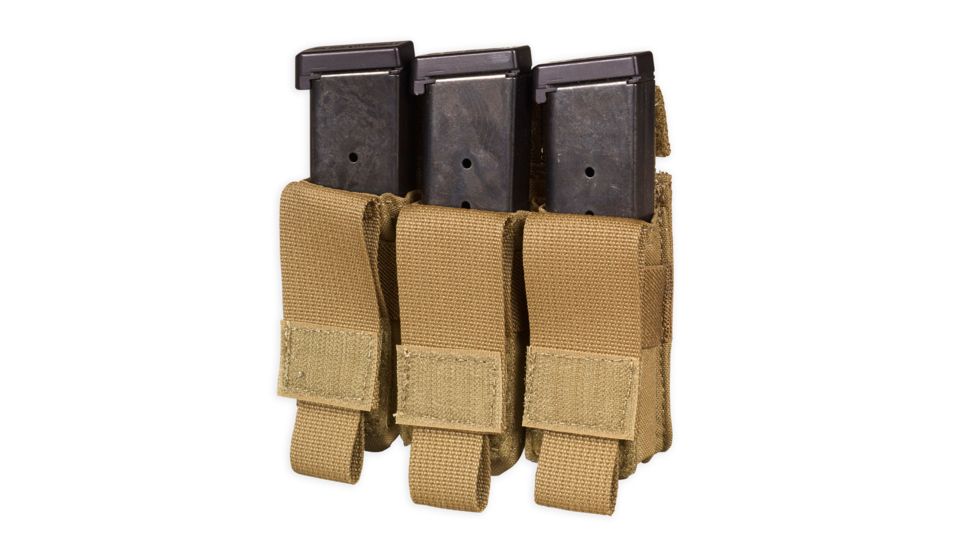 Chase Tactical Triple Pistol Mag Pouch, Coyote Tan, One Size, NSN NONE, CT-20PMP3-CT