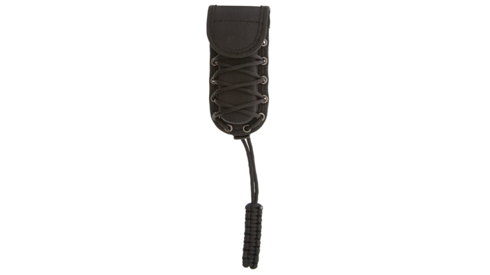 Combat Ready Sheath For Folder, Sheath Fits Up To 5in Closed Folder, Black Nylon Construction w/ Black Braided Paracord Trim And Lanyard, P0139W
