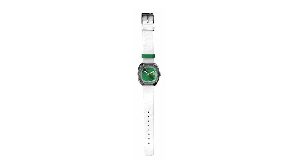 Dakota Watches Midsize Calendar, Green Dial, White Leather Band 3077-4