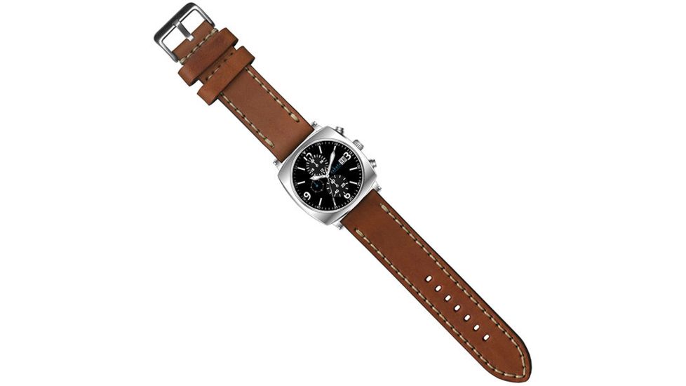 Dakota Watches Sting Ray Chrono, Black Dial, w/Leather Strap, NO 4034-2