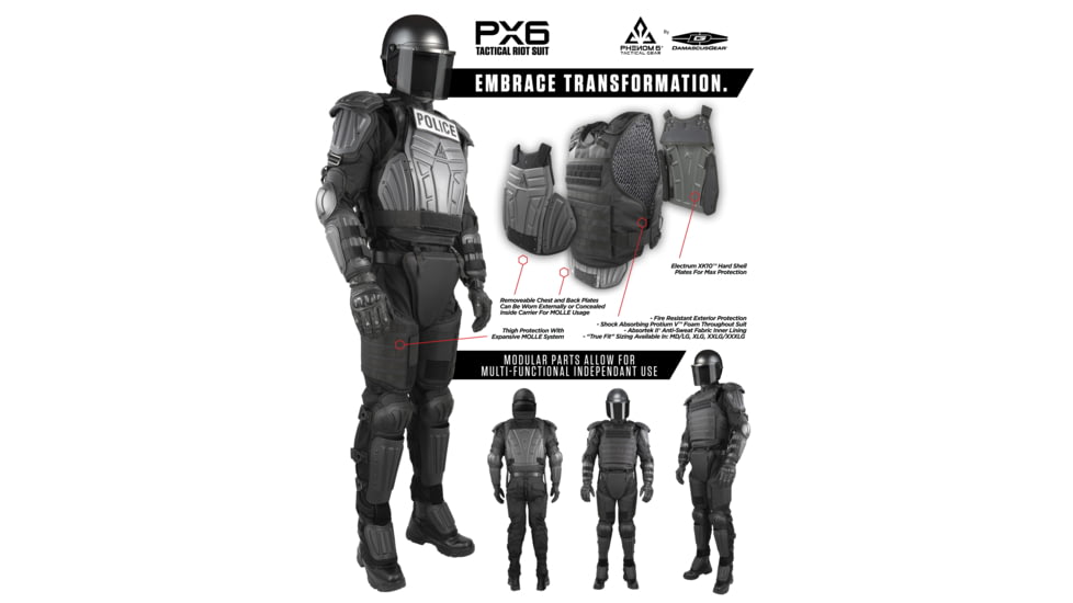 Damascus Protective Gear Phenom6 PX6 Tactical Riot Suit, Black, 2XL/3XL, PX6 -2XL/3XL