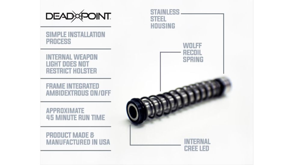 Dead Point Glock 33, Gen 3 Guide Rod Housed Weapon Light, Stainless Steel 707129272065
