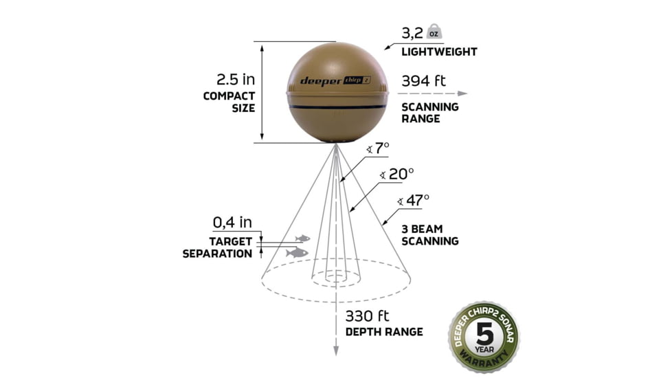 Deeper Smart Chirp 2.0 Fishfinder, Desert Sand, ITGAM0996