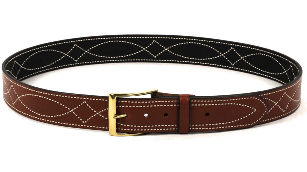 DeSantis 1 3/4in. Fancy Stitched Lined Leather Belt, Lined, Tan, 34, B02TP34Z0