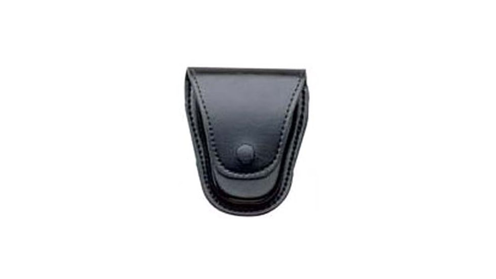 DeSantis Leather Handcuff Case, S&amp;W 100 Handcuffs, Brass Snap Closure, Ambidextrous, Plain, Black, U25BJG1Z2
