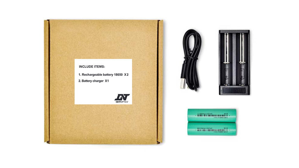DNT Optics 18650 Flat Top Batteries w/ Charger