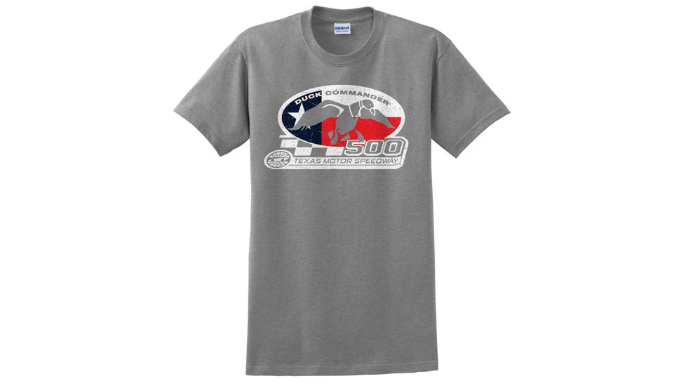 Duck Commander DS500TFS07 Texas Flag T-Shirt Short Sleeve Gray Small Cotton 10Pk