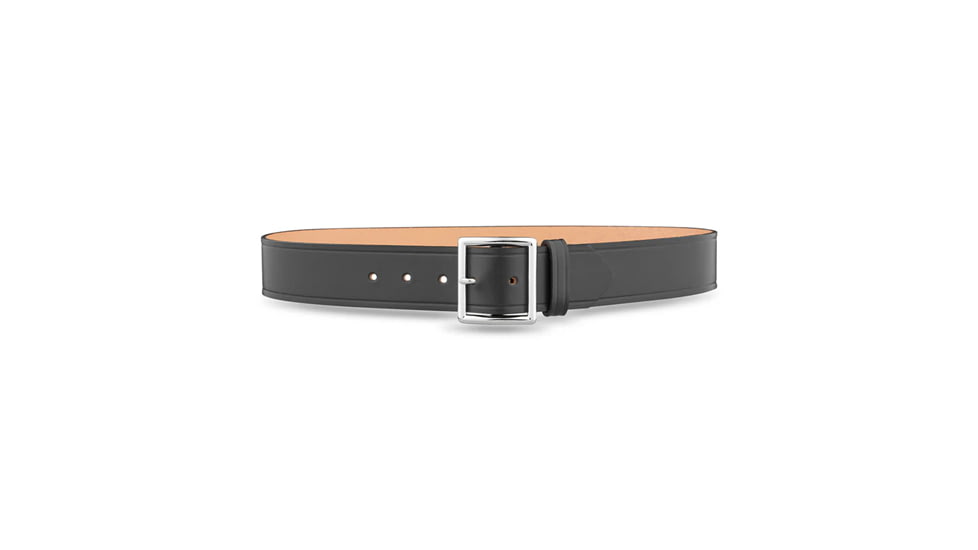1-3/4" Plain Leather Garrison Belt with Solid Brass Center Bar Nickel Buckle