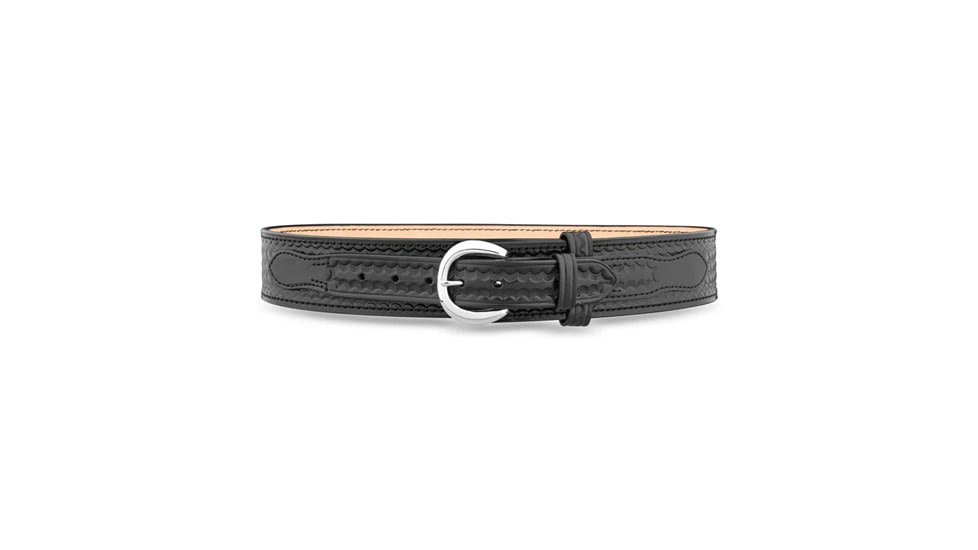 2-1/4&quot; Basketweave Leather River Belt with Nickel Buckle
