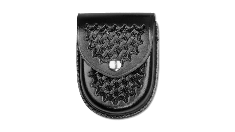 Basketweave Leather Round Bottom Closed Single Cuff Case