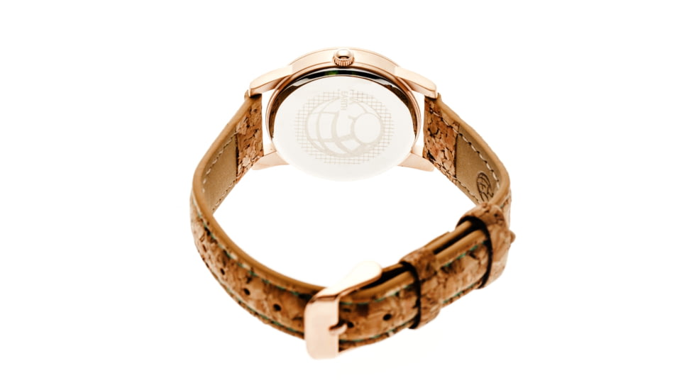 Canopies Wood Watch,33mm,Turquois Dial,Khaki/Tan Leather Band