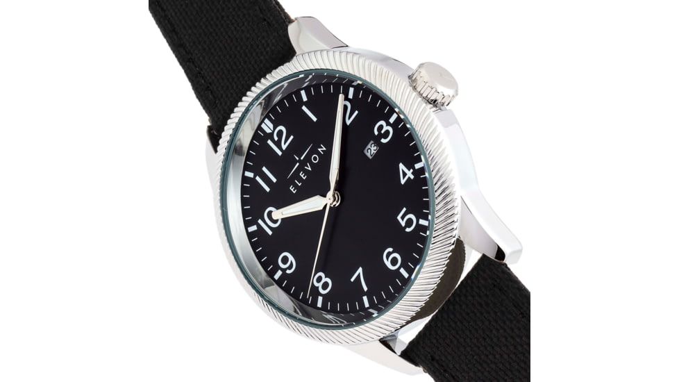 Elevon Bandit Leather-Band Watch w/Date, Black, One Size, ELE118-2