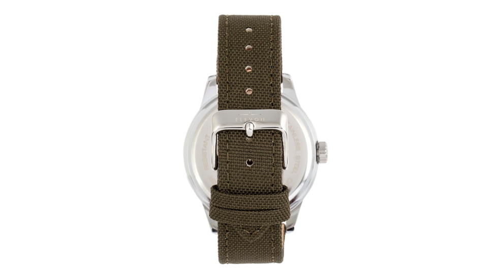 Elevon Bandit Leather-Band Watch w/Date, Olive/Black, One Size, ELE118-4
