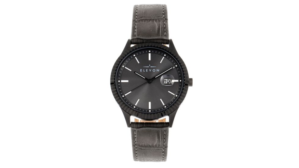 Elevon Concorde Leather-Band Watch w/ Date, Black/Gunmetal, One Size, ELE115-5