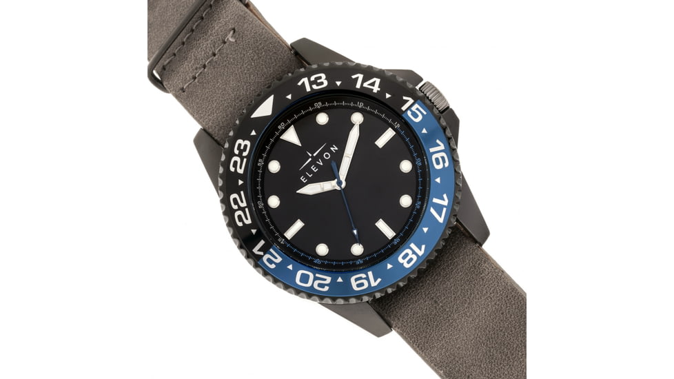 Elevon Dumont Leather-Band Watch, Black/Gray, ELE108-5