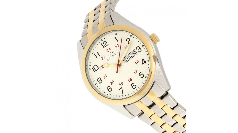Elevon Gann Bracelet Watch W/Day/Date, Gold/Silver, ELE106-4