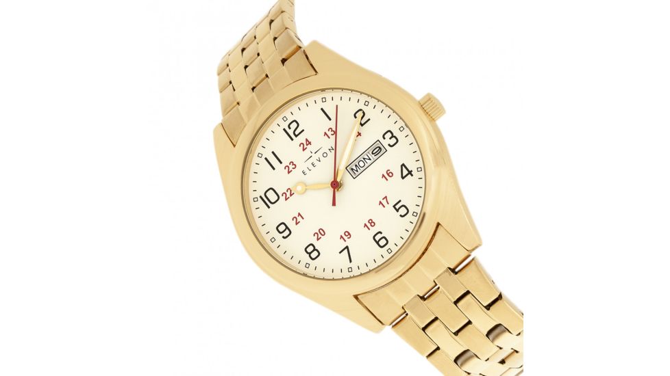 Elevon Gann Bracelet Watch W/Day/Date, Gold/White, ELE106-5