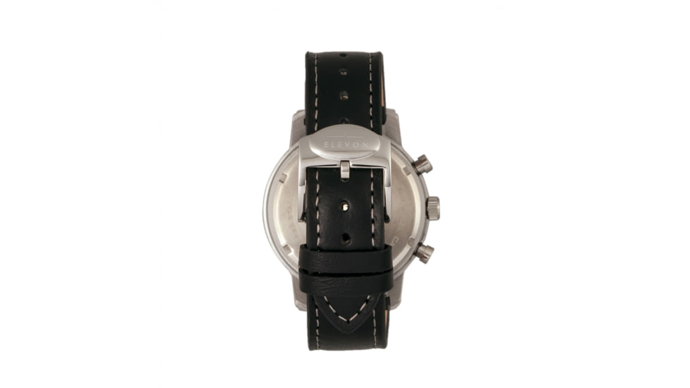Elevon Langley Chronograph Leather-Band Watch W/ Date, Silver/Black, ELE103-1