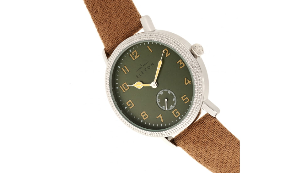 Elevon Northrop Leather-Band Watch, Camel/Green, ELE110-5