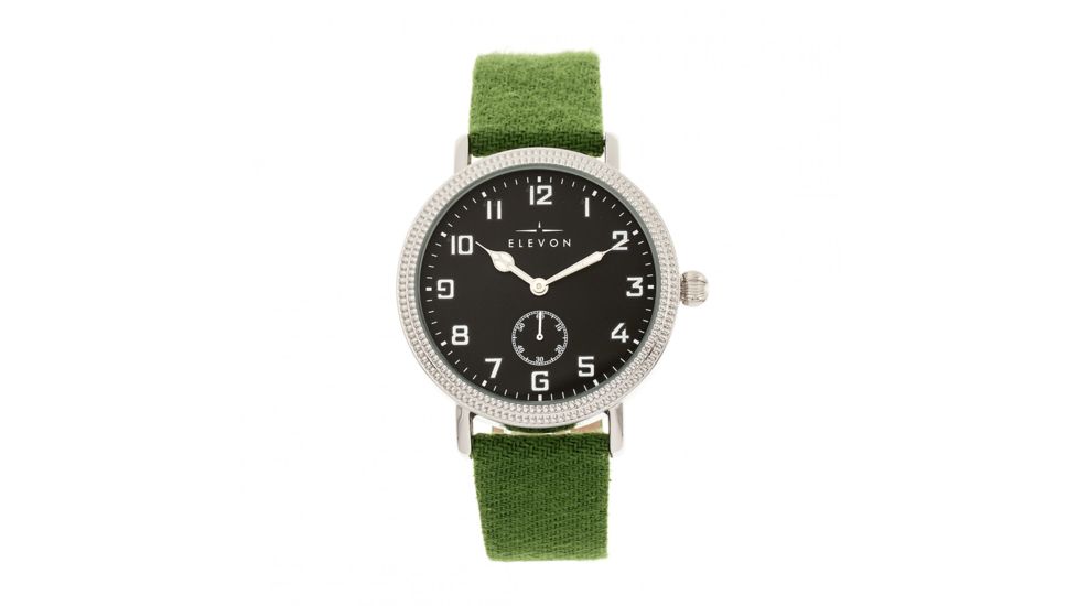 Elevon Northrop Leather-Band Watch, Green/Black, ELE110-3
