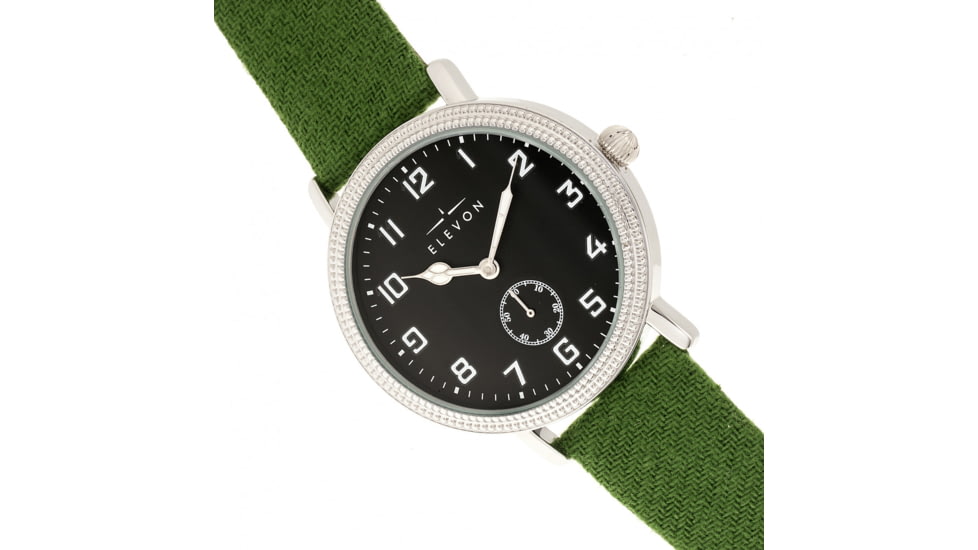 Elevon Northrop Leather-Band Watch, Green/Black, ELE110-3