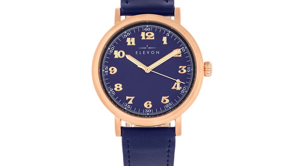 Elevon Felix Leather-Band Watch, Rose Gold/Blue, One Size, ELE109-4