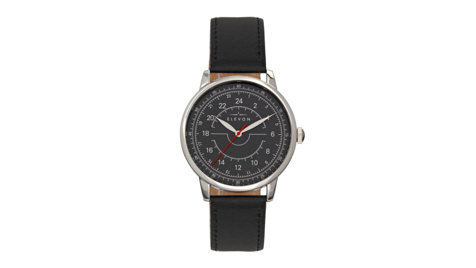 Elevon Gauge Leather-Band Watch - Mens, Black/Black, One Size, ELE122-2