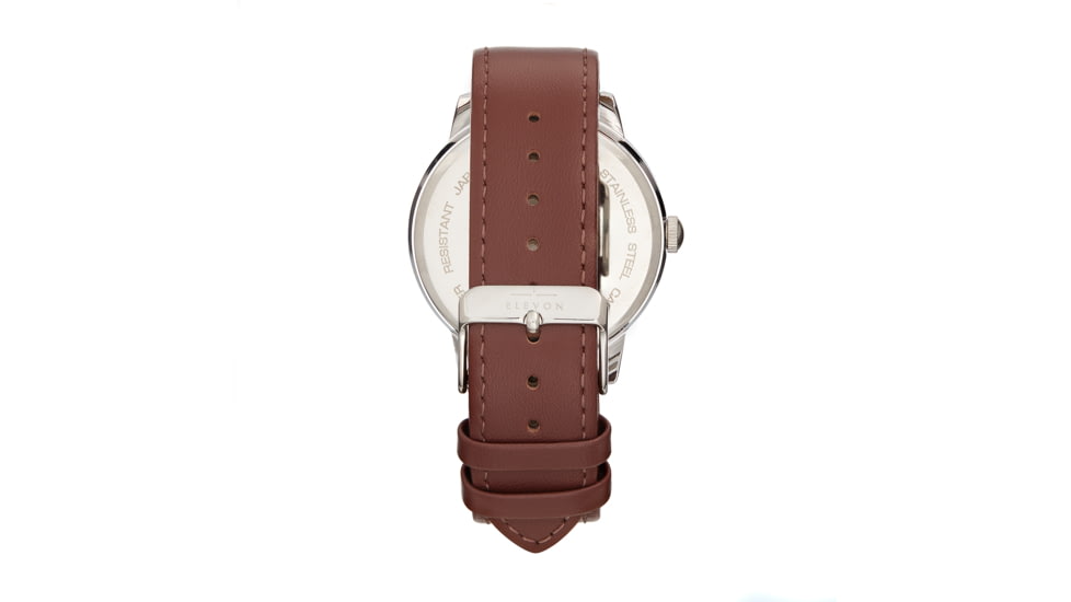 Elevon Gauge Leather-Band Watch - Mens, White/Dark Brown, One Size, ELE122-1