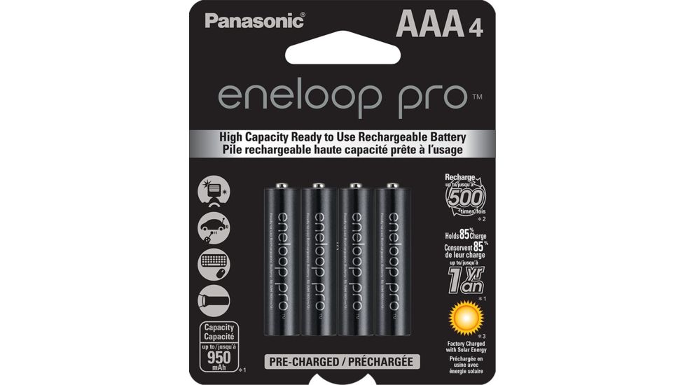 Eneloop Pro AAA - 4 Pack 3rd Generation, Black, BK-4HCCA4BA