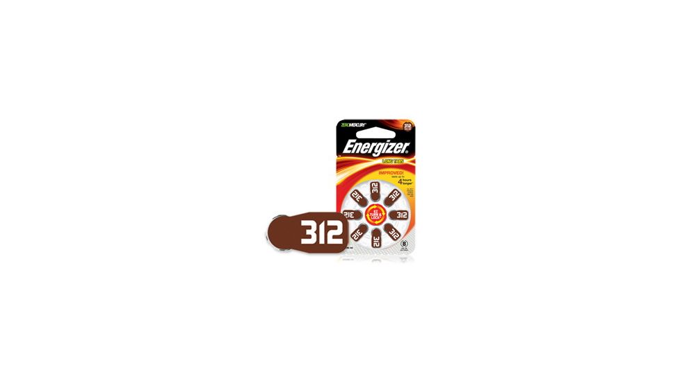 Energizer EZ Turn &amp; Lock Size 312 Hearing Aid Batteries, Pack of 8 AZ312DP-8